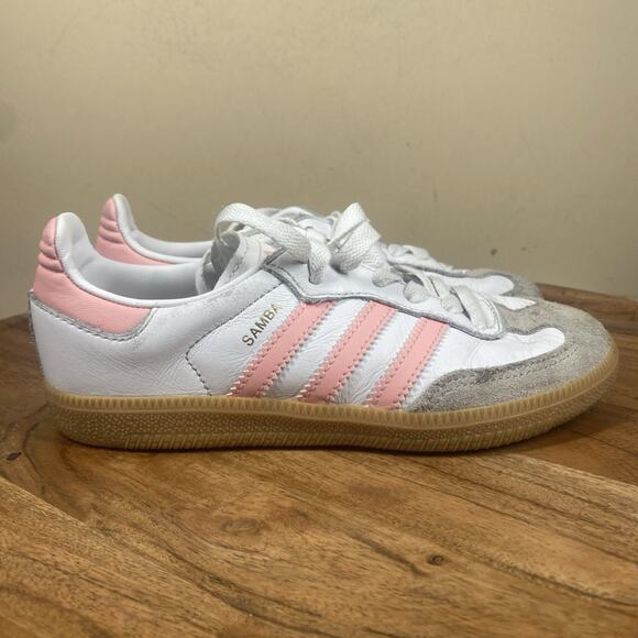 Adidas Samba Girls Kids Toddler White Pink Gum Size 1Y Shoes Sneakers - Picture 1 of 9